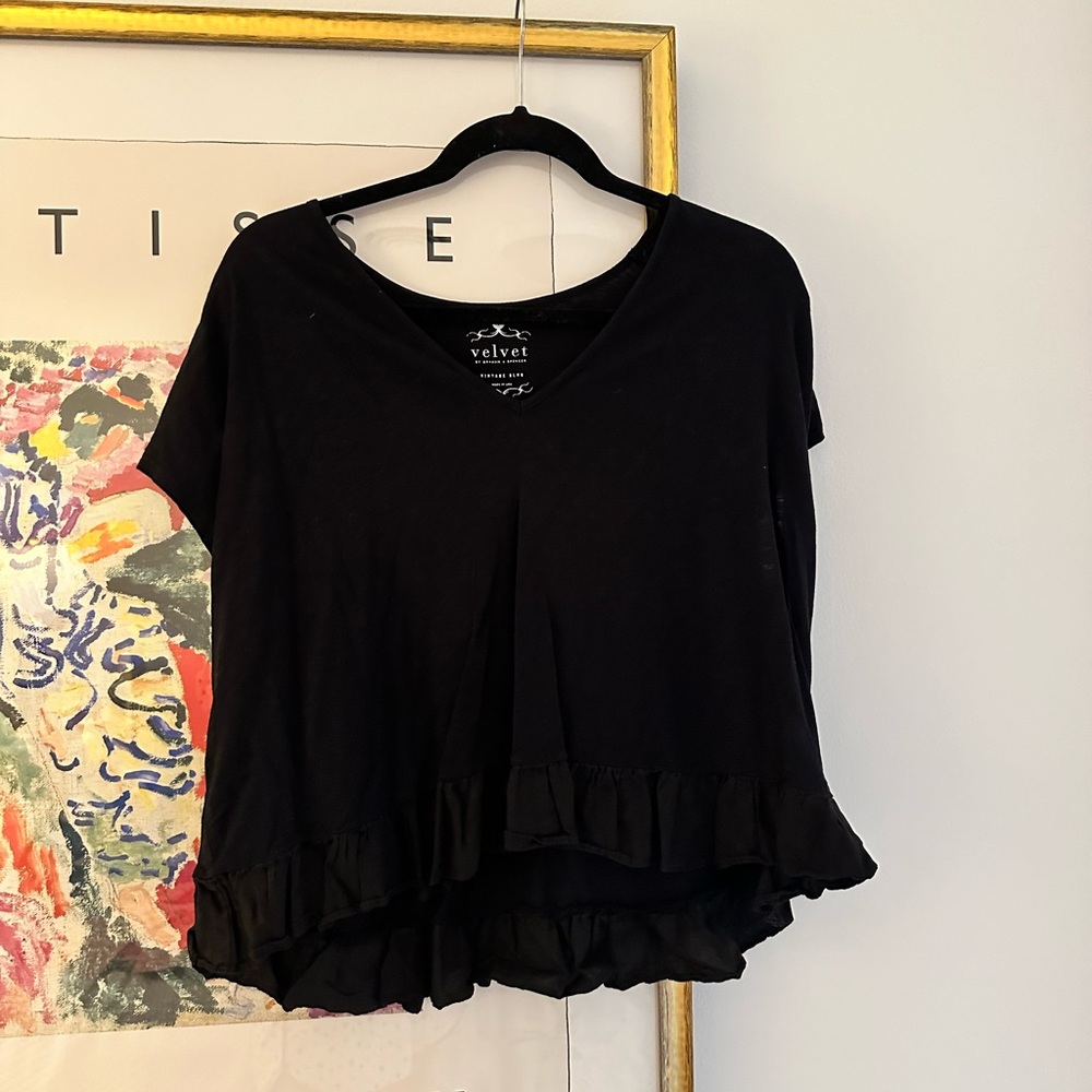 VELVET BY GRAHAM AND SPENCER black vintage slub tee